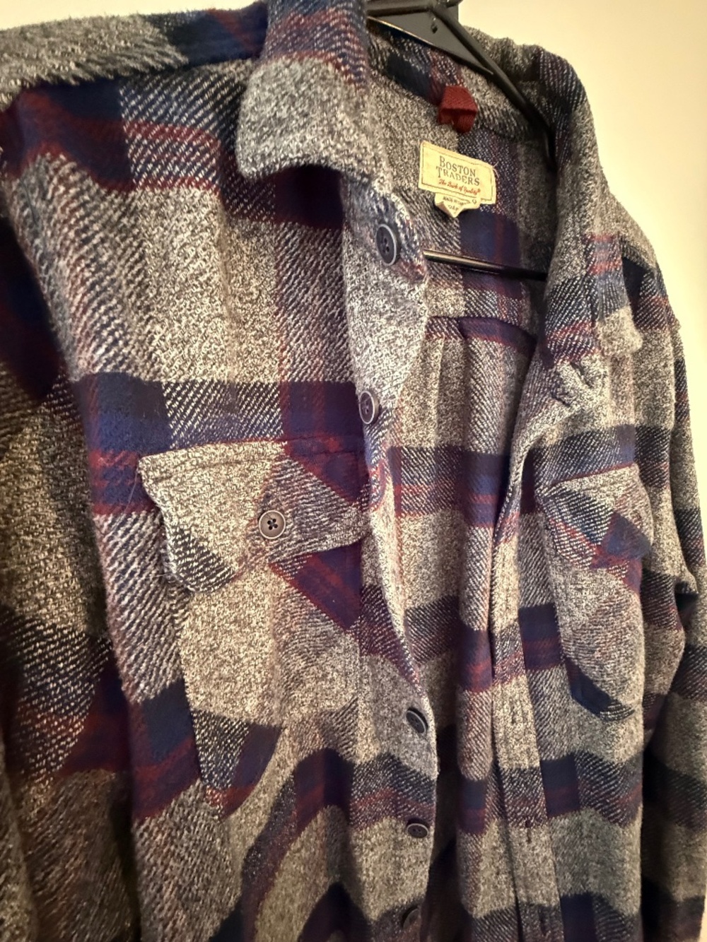 Boston Traders Men’s L Heavyweight Flannel Shacket Port Royale Plaid 100% Cotton